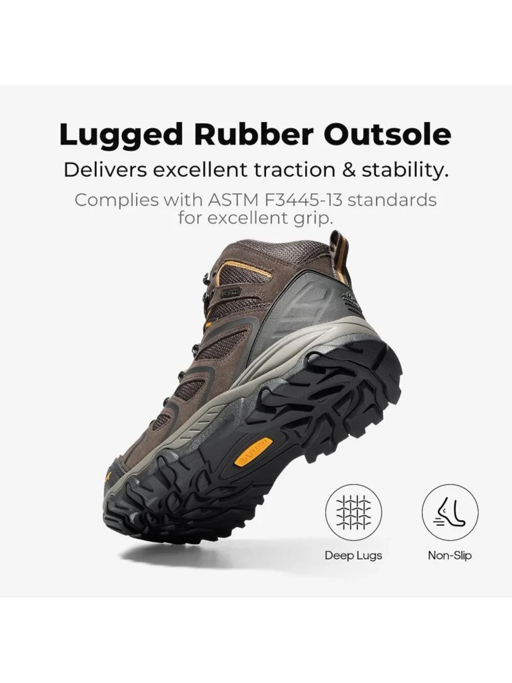 Men's Brown Waterproof Shoes Casual Mid Top Steel Toe Non Slip Hiking Boots